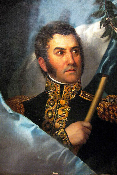 Porträt von José de San Martín, argentinischer Offizier und Politiker, Befreier von Argentinien, Chile und Peru. Er ist neben Simón Bolívar eine der wichtigsten Figuren der spanisch-amerikanischen Unabhängigkeitskriege