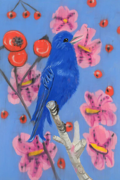 Ann Craven, Blue song (singing, on blue, mirrored), 2020. Courtesy of PhillipsX
