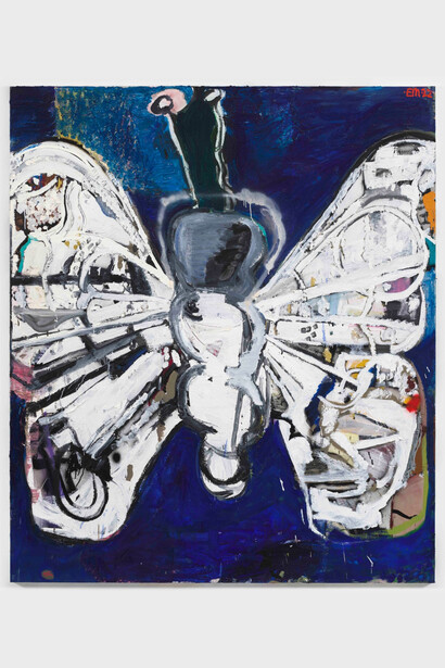 Eddie Martinez, Bufly No. 6
2022
Oil, acrylic and spray paint on canvas
84 by 72 in. 213.4 by 182.9 cm. © Eddie
Martinez. Courtesy of the artist and Mitchell-Innes & Nash, New York.