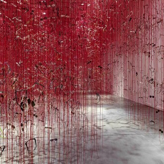 Chiharu Shiota, Eye to eye (detail), 2023. Courtesy of Museum Haus Konstruktiv