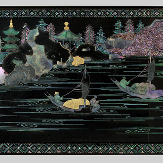 Detail of a box with landscape scenes, Qing dynasty, Qianlong era, 18th century. Courtesy of Museum Rietberg