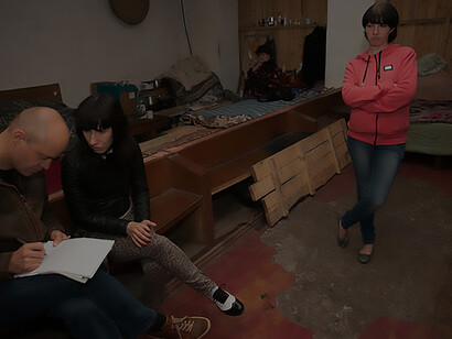 Families live in bomb shelter in Donetsk Petrovski, Ukraine