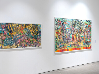 Behrang Samadzadegan, Flames beneath the flowering sky, exhibition view. Courtesy of Leila Heller Gallery