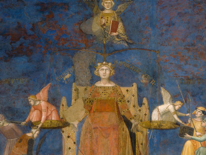 detalle de la «Alegoría del buen y mal gobierno y sus efectos», Ambrogio Lorenzetti