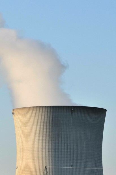 Daylight view of nuclear power plant