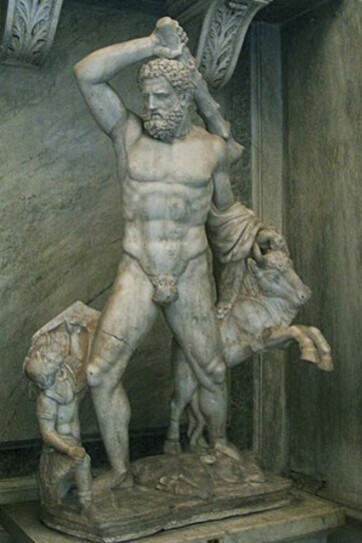 At the Hall of Animals, a captivating depiction showcases Heracles alongside oxen and Geryon, offering a vivid portrayal of ancient mythology