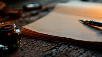 A pen and white pages, itching for a hand to bring it to life