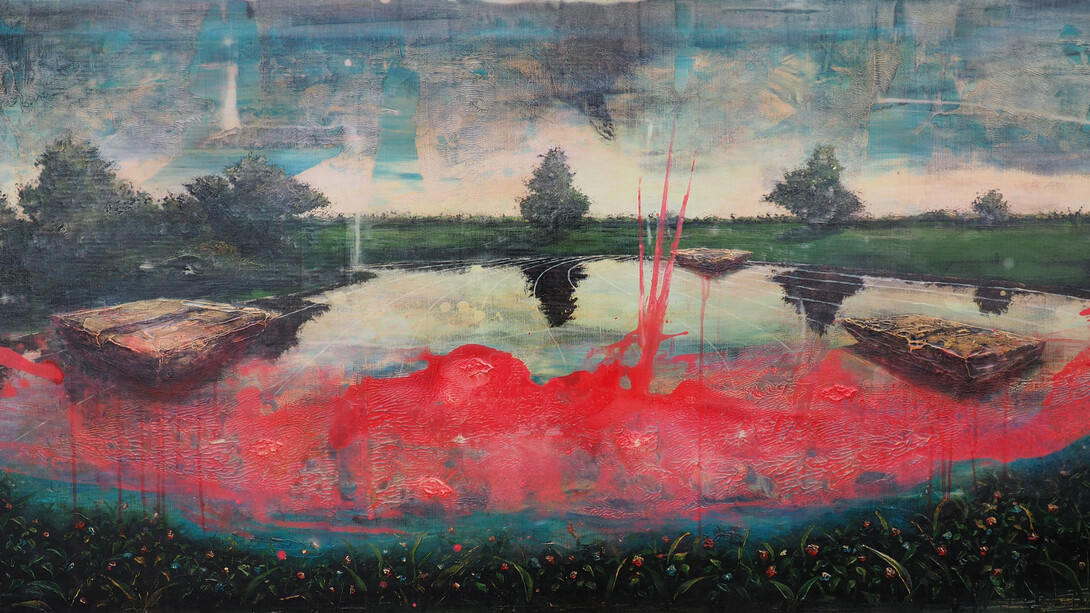 "Stain," Jernej Forbici, Acrylic and oil on canvas, 311⁄2" x 63" (80 x 160cm)