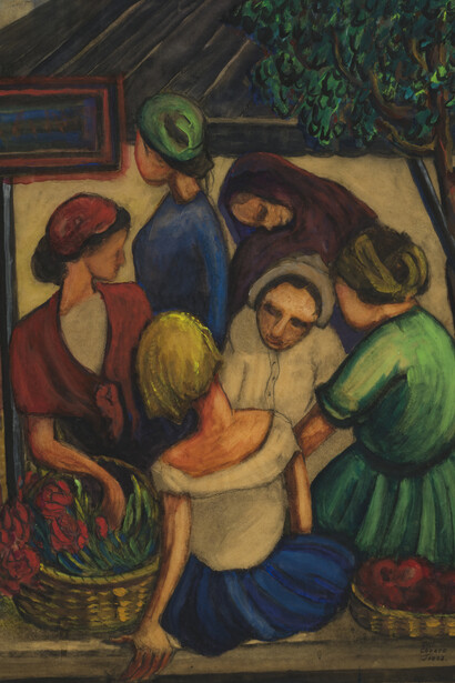 Nell Hinton Choate Jones (American, 1879–1981) The Fortune Teller, n.d. Mixed media on paper, 21 3/4 x 16 3/8 inches. The Johnson Collection, Spartanburg, South Carolina