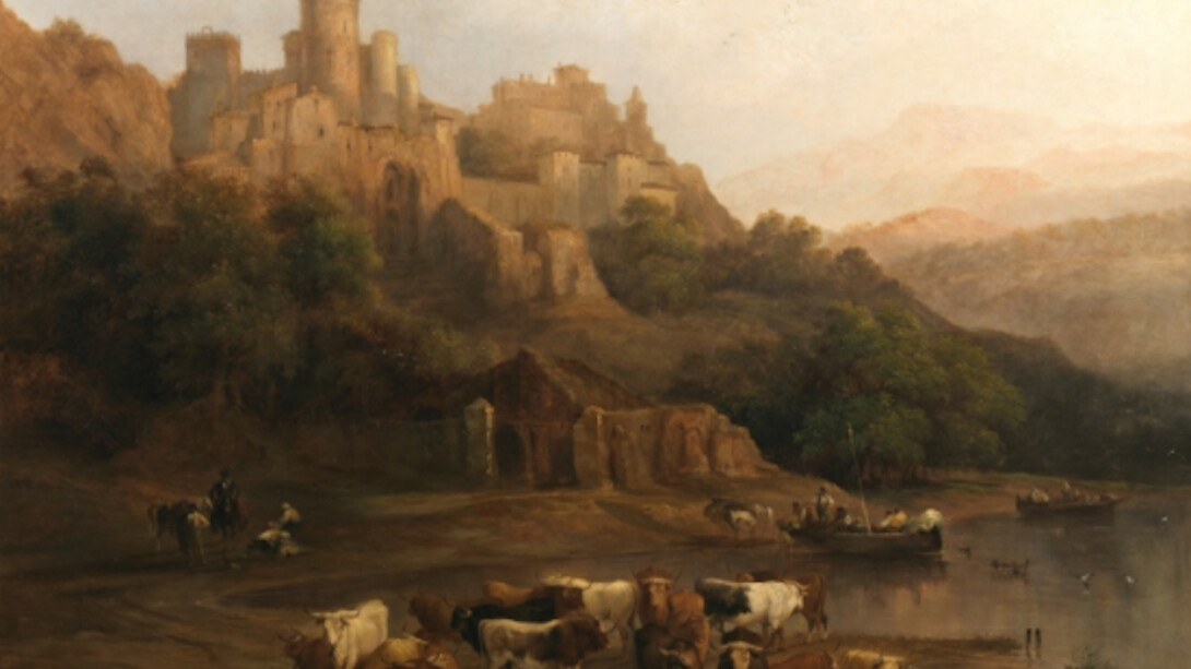 Manada de toros junto a un río, al pie de un castillo, 1837. Óleo sobre lienzo, 91 x 115 cm. Courtesy of Museo del Prado
