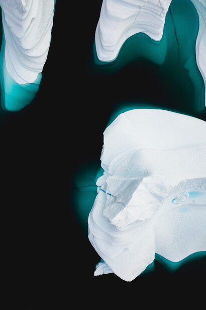 An aerial view of a glacier