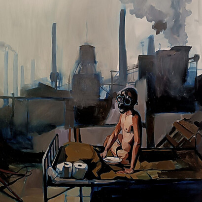 "La puerta". 2024. Óleo sobre tela de Anaskin