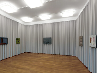 Michael Raedecker, material worlds, exhibition view. Courtesy of GRIMM Gallery