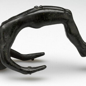 Unknown artist, Etruscan, Acrobat (probably the handle of a cista lid), 4th century BCE-3rd century BCE
Bronze, 8.3 x 3.5 cm (3 1/4 x 1 3/8 inches), Gift of Mrs. Celia Robinson Stillwell 85.107.1