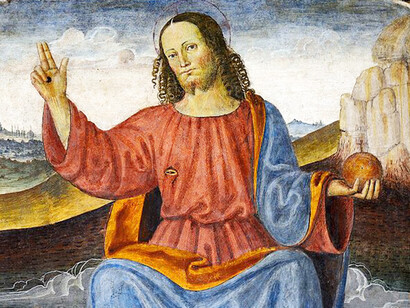 Dipinto raffigurante Gesù nel Monastero del Sacro Speco a Subiaco, Italia