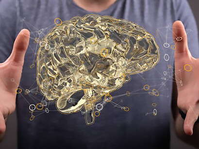 In this striking visual, a meticulously crafted 3D-rendered brain takes center stage, its intricate details on full display