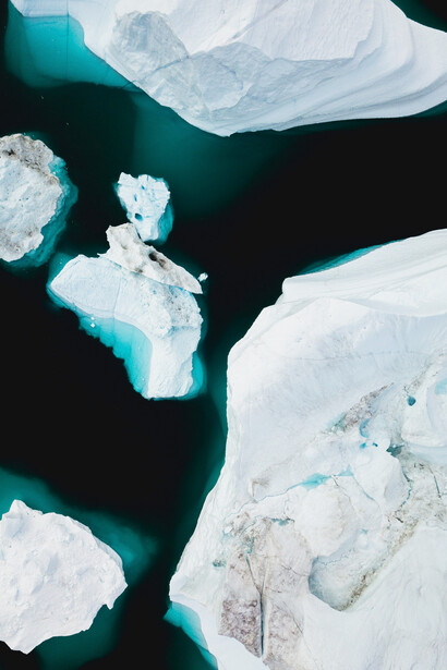 An aerial view of a glacier
