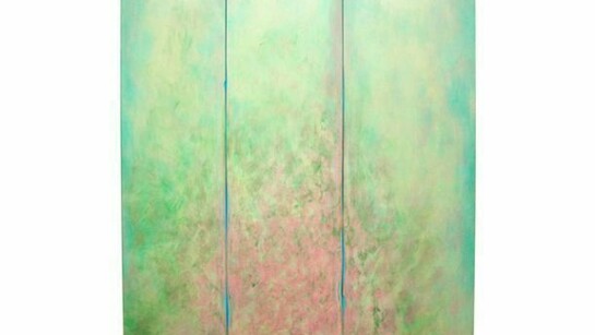 Robert Yasuda, Botanikos, 2013, acrylic on fabric on wood, 80 x 74 inches
