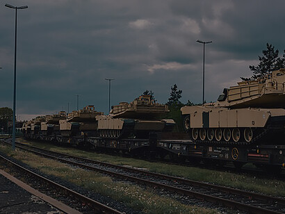 Crucial U.S. M1A1 Abrams tanks stationed in Grafenwoehr, Germany, await deployment for Armed Forces training in Ukraine