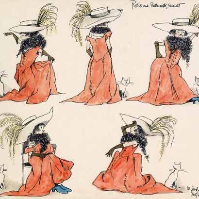 Maurice Sendak, Rosie and Buttermilk, her cat, character studies for Really Rosie animation, 1973. Courtesy of Denver Art Museum