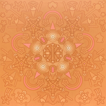 Dodecad #5, housepaint and acrylic on canvas 120 x 120cm, Mark Weighton, 2015