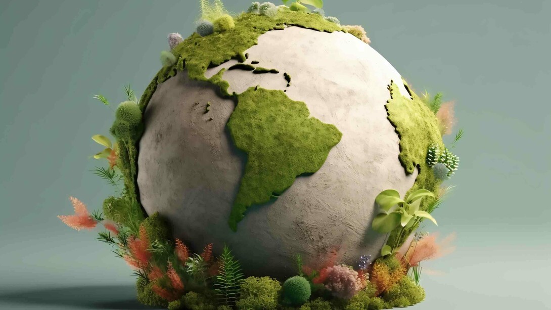 Earth globe covered in green