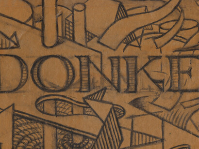 Donke, carbon ink, newspaper on cardboard, Mark Weighton, 2022