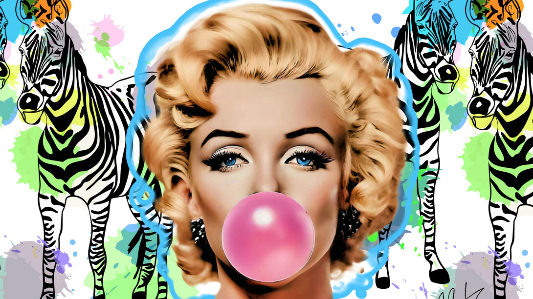 Marko Stout, Glamour untamed. Marilyn and the zebras, 2024. Courtesy of Kate Oh Gallery