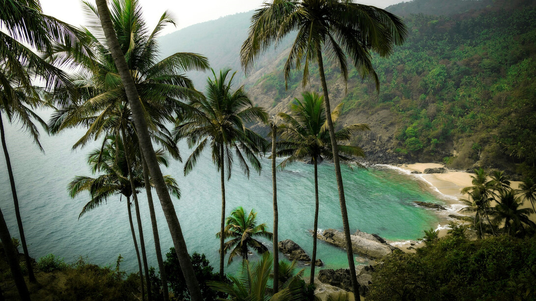 A view of Kakolem Beach from the hillside in Goa