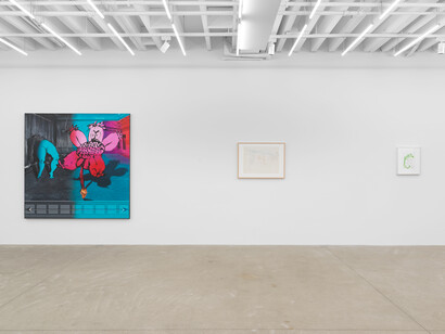Ebecho Muslimova and Maria Lassnig, exhibition view. Courtesy of Magenta Plains