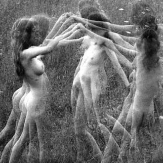 Charles Swedlund, Swedlund untitled (dancing female nudes) (detail), c. 1966. Courtesy of Stephen Daiter Gallery