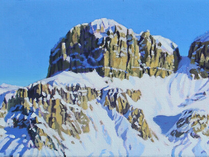 Temple-Dolomites 1, oil on linen, 8x38 inches