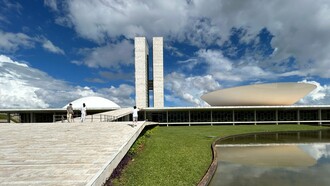 The National Congress in Brasília, Brazil, representing the nation's democratic institutions during a period of political transition