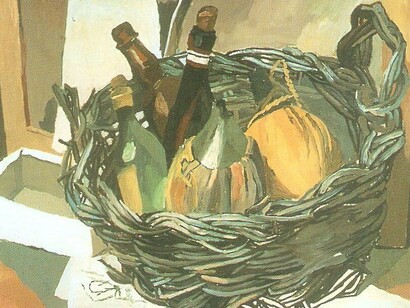 Renato Guttuso, cestino con fiaschi, 1941