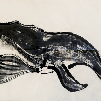 Joey Leung Cho Yi, A whale's accidental journey into Hong Kong Waters (memorial) 誤闖香港水域的鯨魚(紀念) (detail), 2023. Courtesy of Sin Sin Fine Art