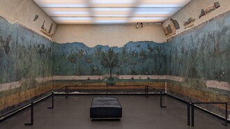 Affresco del ninfeo sotterraneo della villa di Livia rinvenuto nel 1836 all'interno del ninfeo sotterraneo della villa di Livia a Prima Porta, Roma, Italia