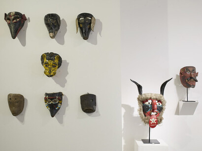 Various artists, Mexican and guatemalan masks, exhibition view. Courtesy of Cavin Morris Gallery