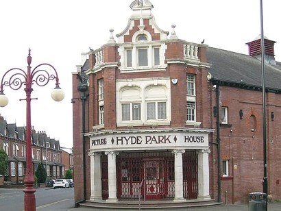 Hyde Park Picture House is located at the corner of Queens Road and Brudenell Road in Leeds, United Kingdom