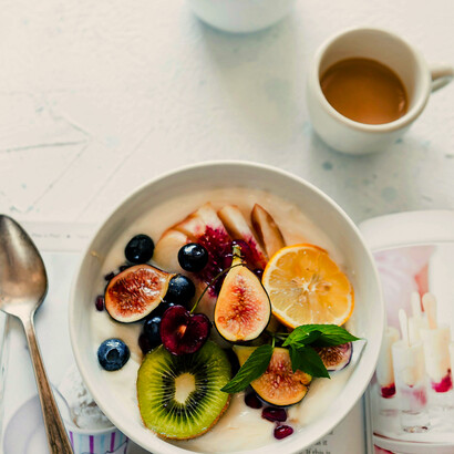 Assorted fruits represent the benefits of a healthy diet; a healthy diet decreases the chances of developing fatty liver disease