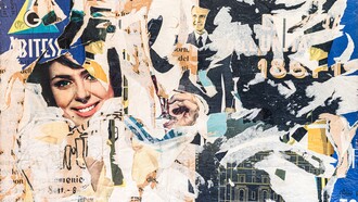 Mimmo Rotella, Commercio e unità, 1962, particolare