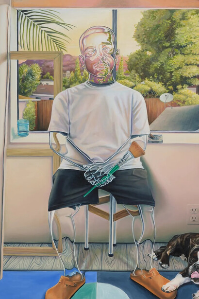 Troy Lamarr Chew II, Boutta work on this painting, 2024. Courtesy of Altman Siegel