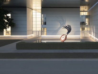 The Norton Museum of Art, entrance at night. Photo Credit Photograph©CJ Walker