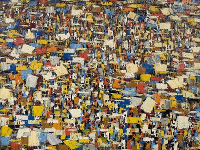 Ablade Glover, Market Lane III 2008, Oil on Canvas, 122 cm x 152 cm. Photo by Jonathan Greet. Image courtesy of October Gallery, London