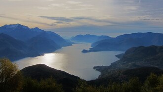 Panoramica del Lago di Como e in particolare della Località di Bellagio vista dal Monte Grona. Foto scattata in località Plesio (Como)