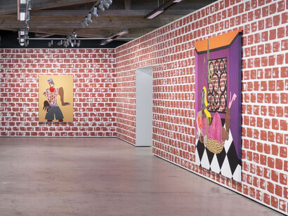 Tschabalala Self, Around the way, exhibition view. Courtesy of Espoo Museum of Modern Art