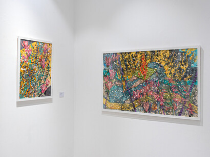 Behrang Samadzadegan, Flames beneath the flowering sky, exhibition view. Courtesy of Leila Heller Gallery