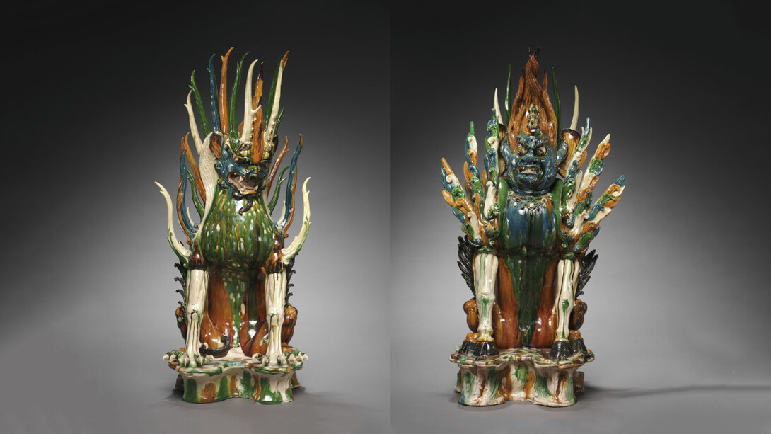 Tomb guardians, China, probably Shaanxi province, Xi'an, Tang dynasty (618 - 907), early 700s. Courtesy of the Cleveland Museum of Art