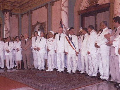 Leonel Fernández stands proud with his most trusted advisors at his inauguration on the 16th of August, 2004, at the Presidential Palace in Santo Domingo, Dominican Republic