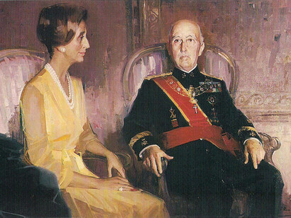 "Francisco Franco Bahamonde y Carmen Polo de Franco" (1975), de Félix Revello de Toro: el franquismo reprimió las lenguas y culturas no castellana de una España