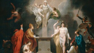 Alegoria da Concordata de 1801, de Pierre Joseph Célestin François. O tratado com o Papa Pio VII restabeleceu a Igreja Católica na França. Napoleão reconheceu o catolicismo como a "religião da maioria", mas manteve a Igreja submissa ao Estado: o governo pagava os salários do clero e nomeava os bispos